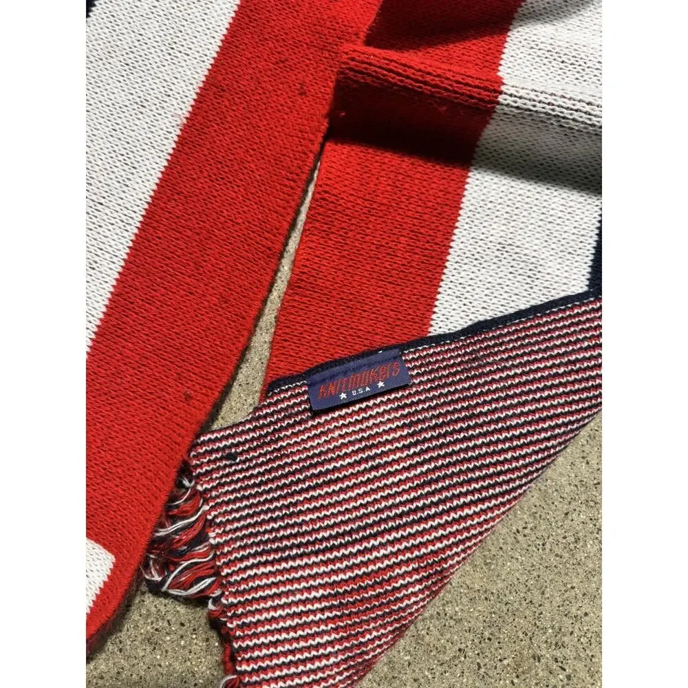 USA Scarf Patriotic Knit Makers Made In USA 9x80 Red White Blue Acrylic Unisex